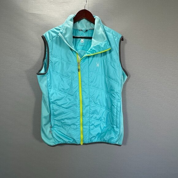 Spyder Vest Womens XL Blue Full Zip Chris Davenport Nylon Shell Puffer Jacket - Picture 1 of 13